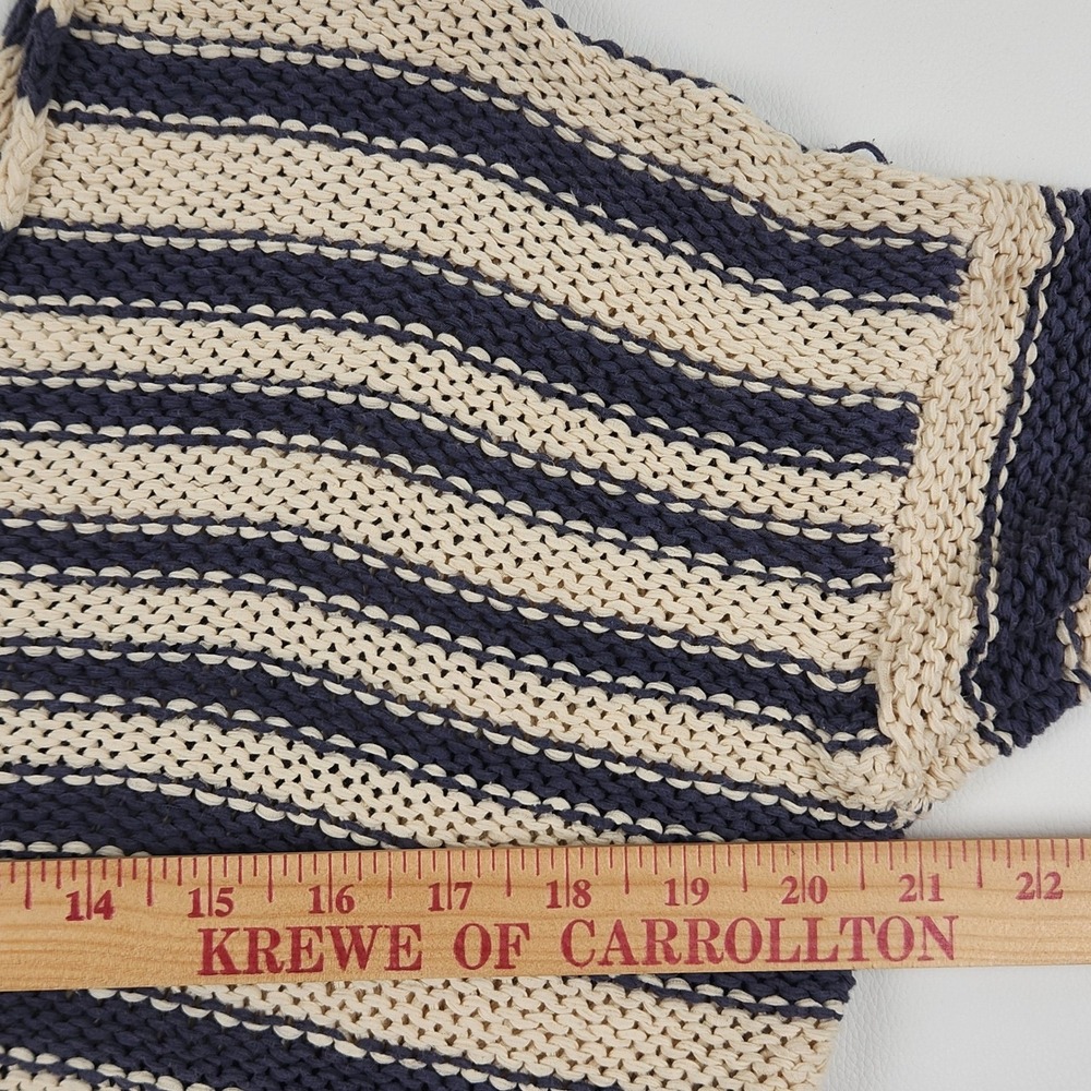 Vince Striped V Neck Sweater M Navy Cream Chunky Knit Nautical Quiet Luxury - Picture 11 of 13